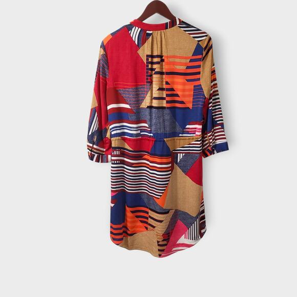 Diane Von Furstenberg Freya Silk Dress Multicolor Geo Colorblock Sz 10 Career - Picture 5 of 16